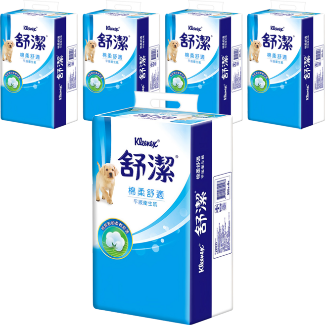Kleenex 舒潔 棉柔舒適平版衛生紙 300張, 6包, 5袋