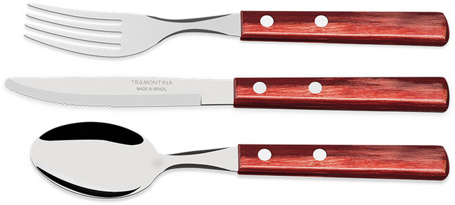 트라몬티나 폴리우드 디저트 세트, 레드브라운, 디저트나이프 + 디저트포크 + 디저트스푼