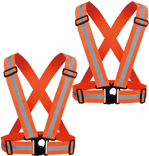 金字塔 鬆緊帶反光背心, 螢光紅, 2個