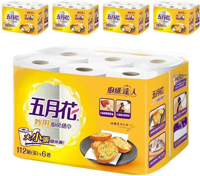 五月花 妙用廚房紙巾 112張, 6捲, 5袋
