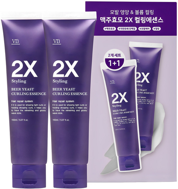 비바스 맥주효모 2X 스타일링 컬링 헤어에센스, 150ml, 2개