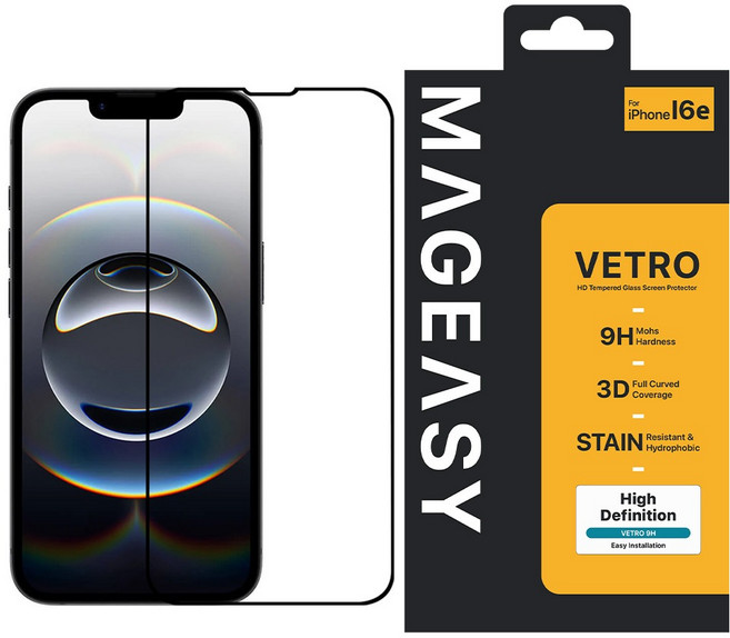 MAGEASY Vetro 9H 鋼化玻璃 螢幕保護貼 iPhone 16e 0.33mm 透明色