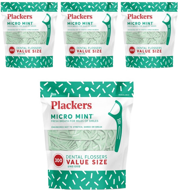 plackers 派樂絲 微細薄荷牙線, 8cm, 300入, 4個