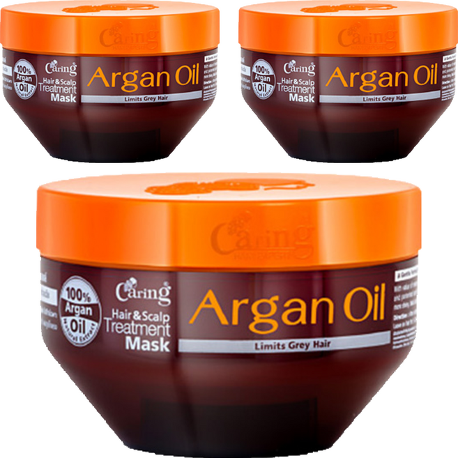 Caring 아르간 오일 헤어 두피 트리트먼트, 200ml, 3개