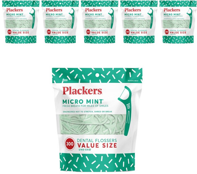 plackers 派樂絲 微細薄荷牙線, 8cm, 300入, 6個