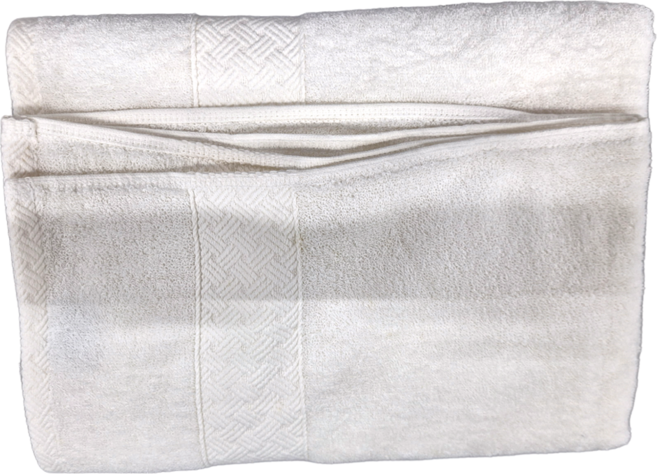 LIFE 來福牌 竹編緞條浴巾 66*138cm 400g 100%棉, 白色, 1條