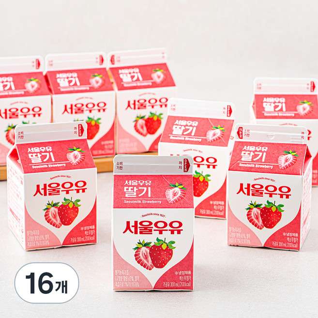 서울우유 딸기, 300ml, 16개