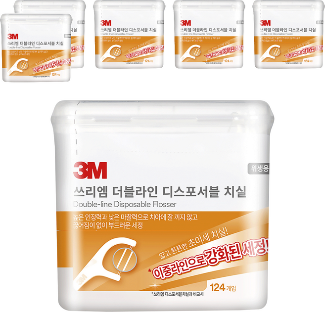 3M 雙線細滑牙線棒, 9.2cm, 124支, 6盒