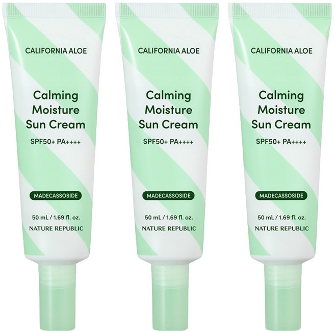 네이처리퍼블릭 캘리포니아 알로에 진정 수분 선크림 SPF50+ PA++++, 3개, 50ml