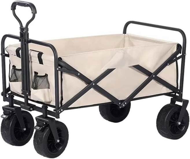 HOME GYM CLUB 居家健身 兩用摺疊手推車 越野黑輪帶煞車 8吋, 卡其色, 1個