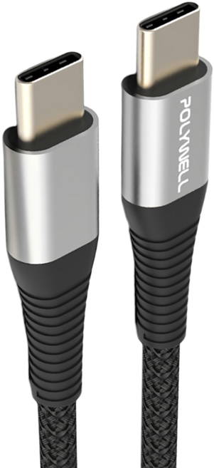 POLYWELL 寶利威爾 USB Type-C 100W 公對公快充線 充電線 編織線 可充筆電 安卓 平板 PW15-W45-A342, 1m, 灰色, 1條