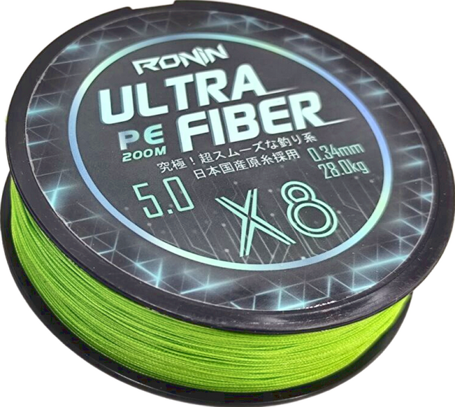 RONiN 獵漁人 ULTRA FIBER X8 PE線 5.0, 螢光綠, 1個
