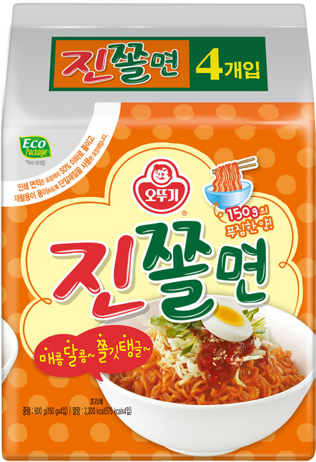 오뚜기 진쫄면, 150g, 4개