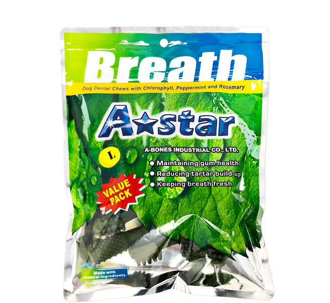 A star AB多效雙頭潔牙骨 大包 L, 240g, 1包, 葉綠素 + 薄荷 + 迷迭香