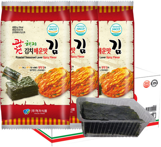 광천해저김 김치 매운맛 김, 4g, 72개