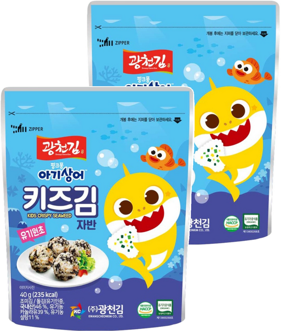 광천김 핑크퐁 키즈김자반, 40g, 2개