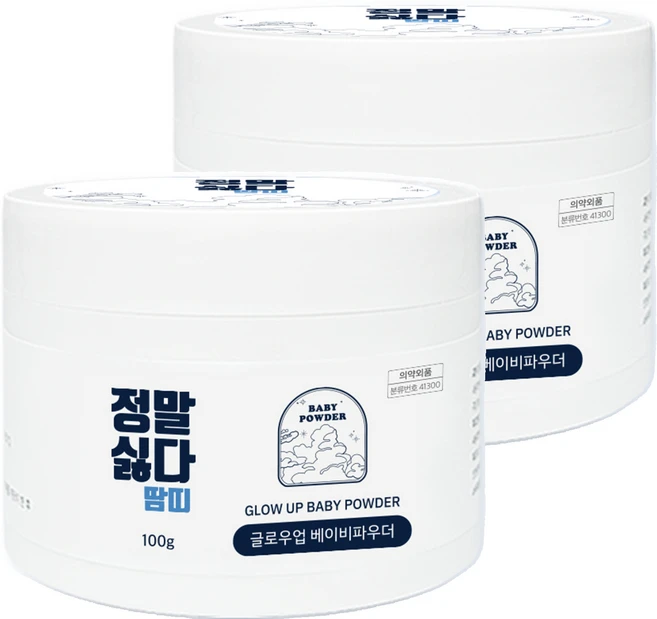 정말싫다 땀띠 글로우업 베이비파우더, 100g, 2개 - 쿠팡