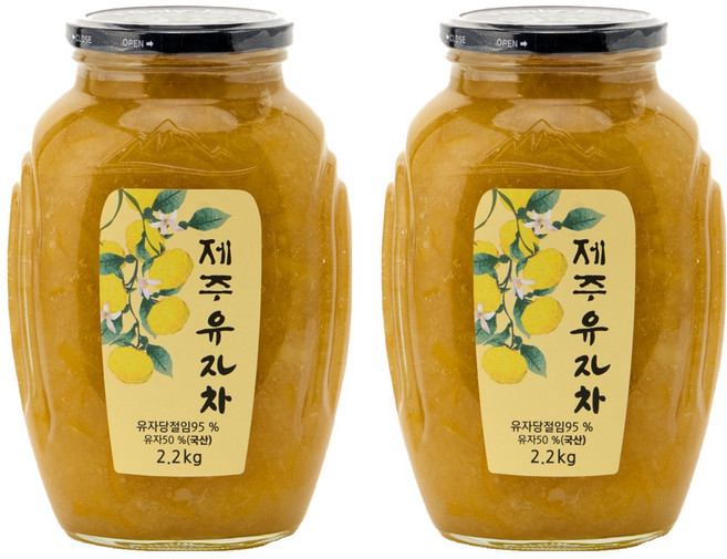 다하 제주 유자차, 2.2kg, 2개