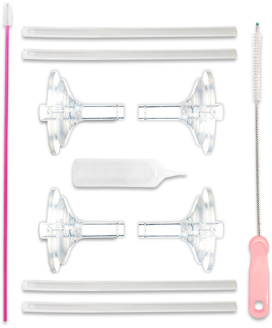 하이비 교체용 빨대 꼭지 4p + 빨대 4p + 세척솔 2p + 에어펌프 세트 6개월이상, 1세트, 투명
