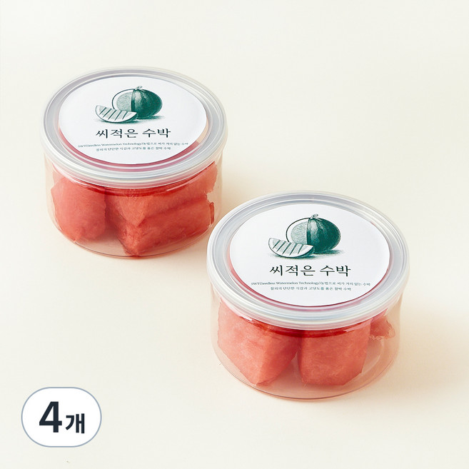 컷팅 씨적은 수박, 4개, 200g