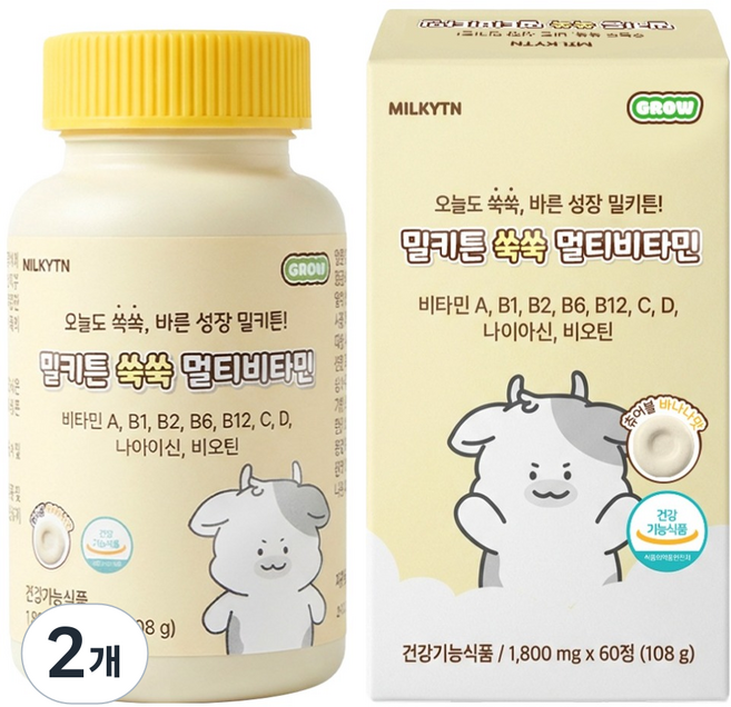 밀키튼 쑥쑥 멀티비타민 108g, 2개, 60정