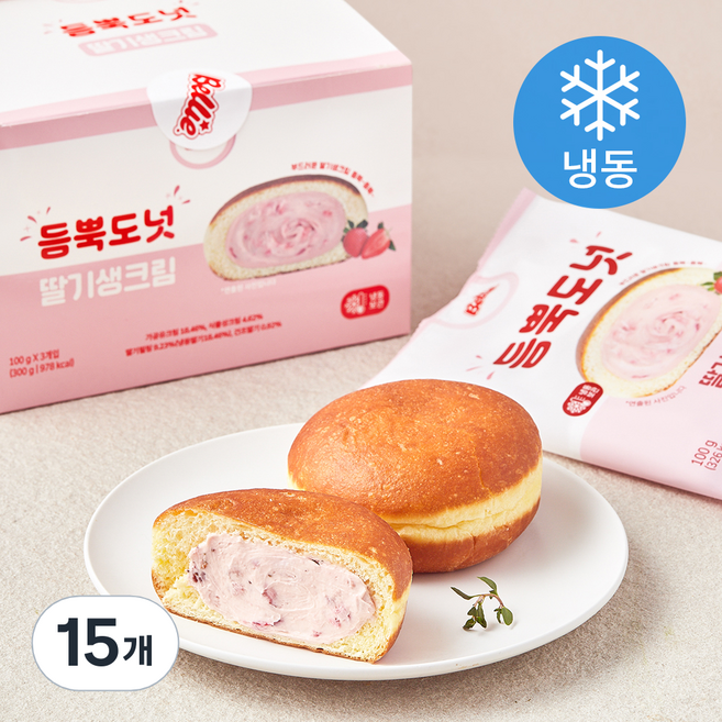 벨리푸드 듬뿍도넛 딸기생크림 (냉동), 100g, 3개입, 5개