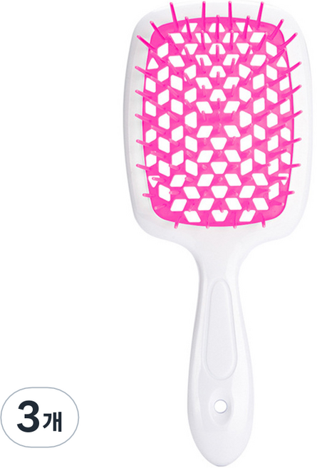 리빙홈디테일 볼륨 헤어브러쉬, 화이트핸들 + 로즈레드, 3개