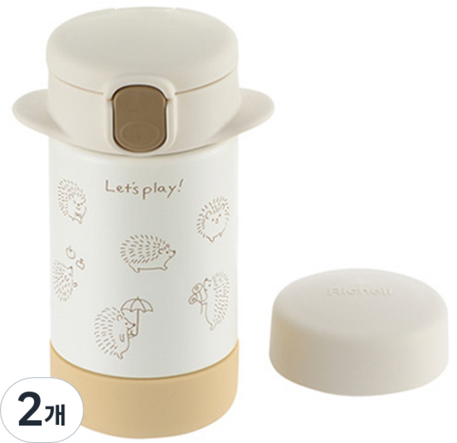 릿첼 2way 스테인리스 빨대컵, 아이보리, 2개, 160ml