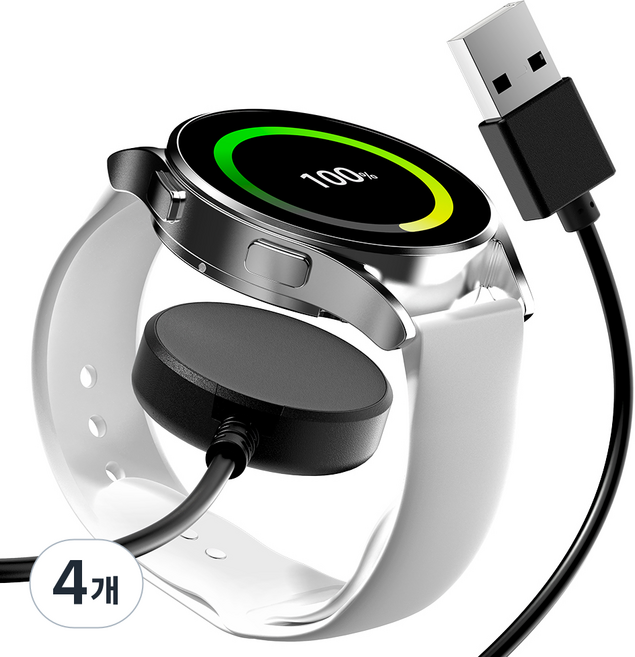 구스페리 갤럭시 워치 호환 무선 충전 케이블 충전독, 블랙, 4개