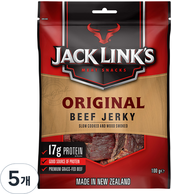 잭링크스 비프 져키 오리지널 육포, 100g, 5개