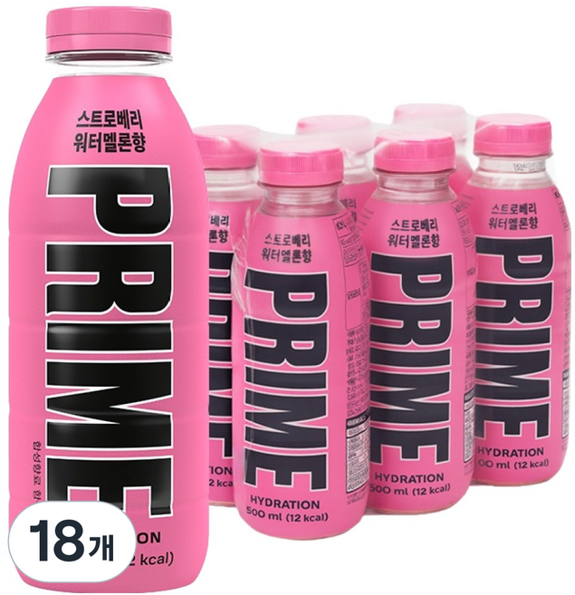 드링크프라임 하이드레이션 음료 스트로베리 워터멜론향, 18개, 500ml