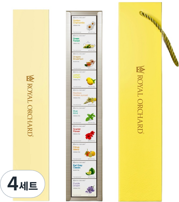 로얄오차드 버라이어티 차 티백 선물세트 + 쇼핑백, 티백 10종 + 쇼핑백, 4세트