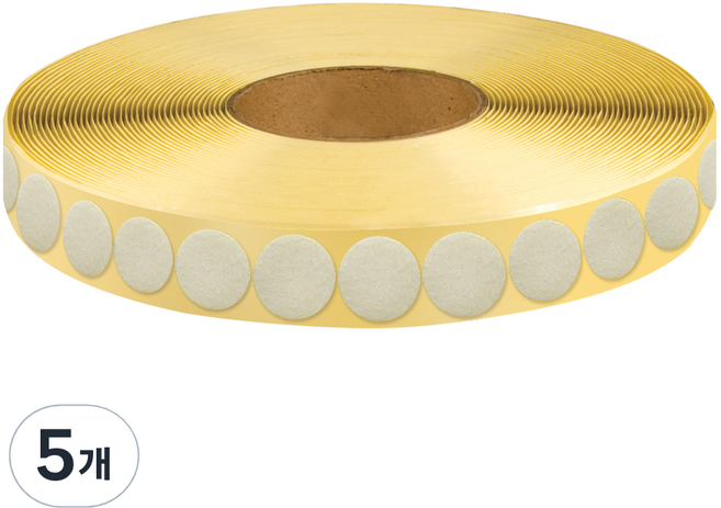 고무나라 원형찍찍이 접착식 테이프 9m 흰색 까슬이 지름 2.0cm, 5개