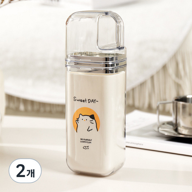 더자카 여행용 사각 라운드 칫솔케이스, 네코, 2개