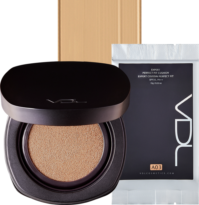 브이디엘 엑스퍼트 퍼펙트 핏 쿠션 파운데이션 본품 15g + 리필 15g 세트, A03, 1개
