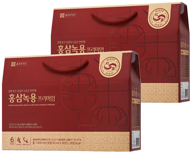 종근당건강 홍삼녹용 프리미엄, 30회분, 1.5L, 2박스