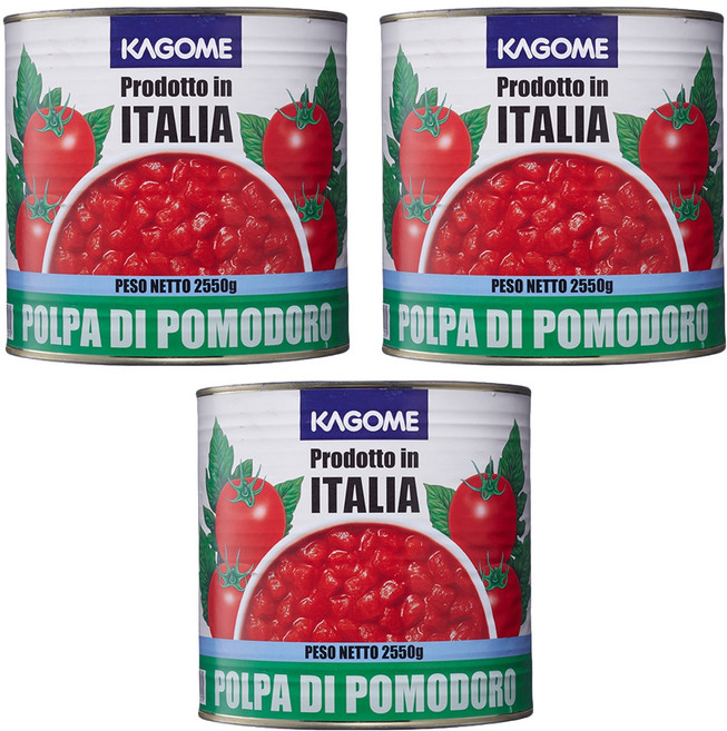 KAGOME 可果美 可美特 切角蕃茄, 2.55kg, 3桶