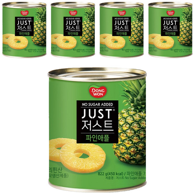 동원 JUST 저스트 노슈가 파인애플 통조림, 822g, 5개