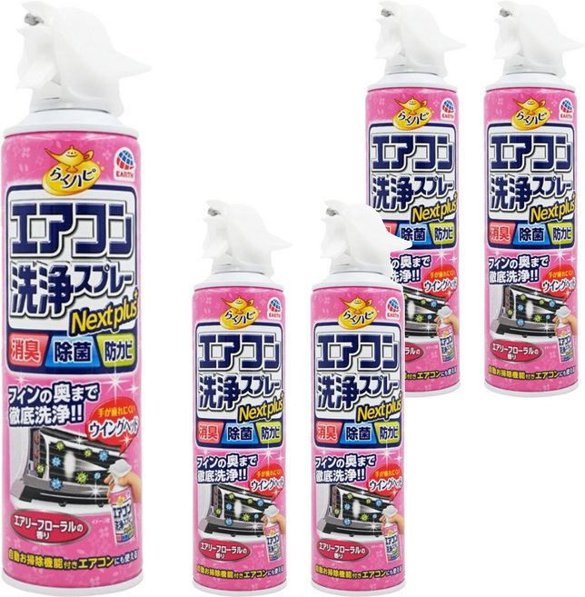 Rakuhapi 冷氣清潔劑 粉色花香, 420ml, 5瓶