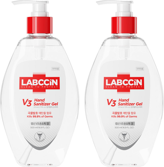 랩신 브이3 새니타이저 겔 손소독제, 500ml, 2개