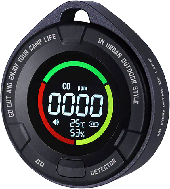 ADAMOUTDOOR 攜帶式一氧化碳偵測警報器, 黑色, 1個