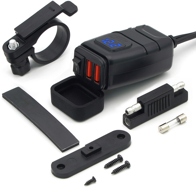 에이스피드 오토바이 고속충전기 2구 듀얼 USB 타입, 1세트