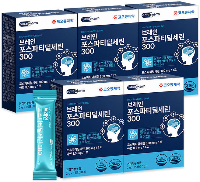 코오롱제약 브레인 포스파티딜세린 300 15p, 5개, 30g