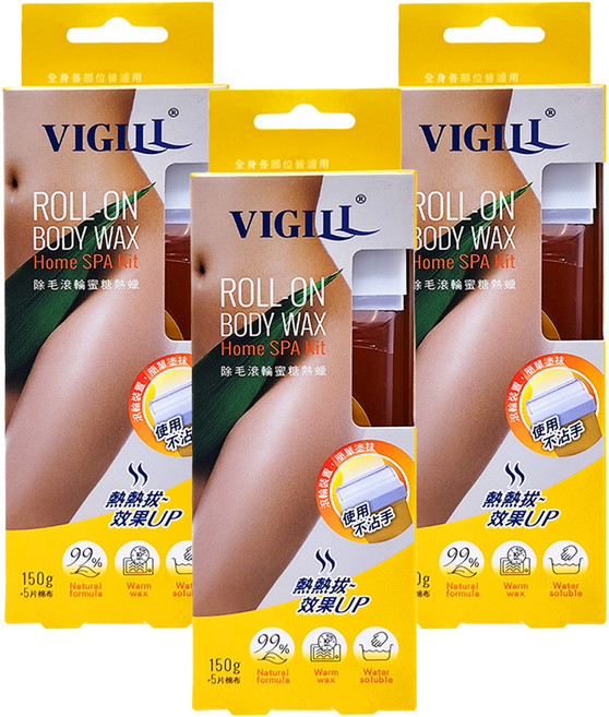 VIGILL 婦潔 除毛滾輪蜜糖熱蠟, 3瓶, 150g