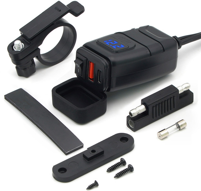 에이스피드 오토바이 방수 고속충전기 QC3.0 USB 18W + C타입 30W 세트 C87, 1세트