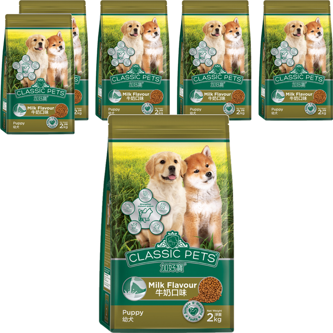 CLASSIC PETS 加好寶 幼犬乾狗糧, 牛奶口味, 2kg, 6袋