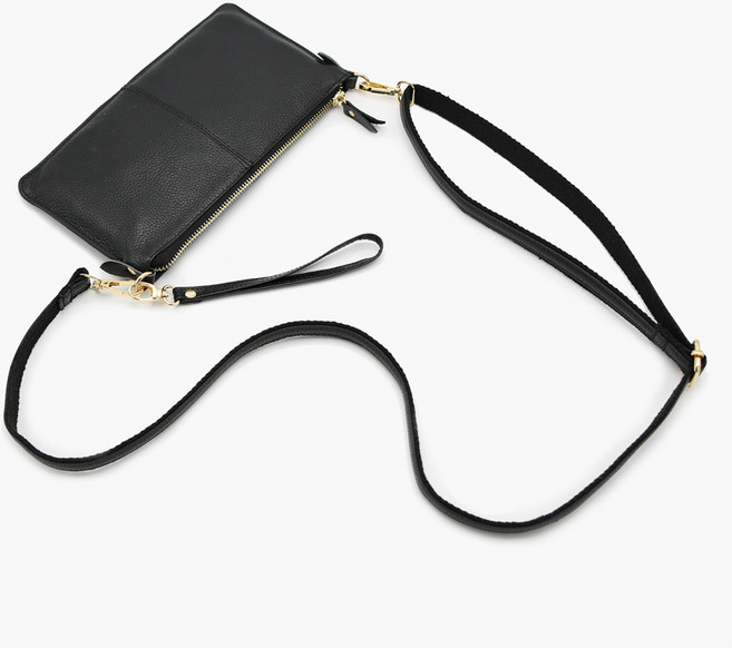 Lulu Bag 牛皮旅行斜揹包 + 配件, 黑色 + 隨機出貨