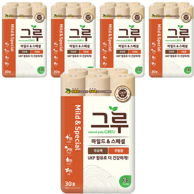 그루 마일드&스페셜 화장지, 30m, 30개입, 5개