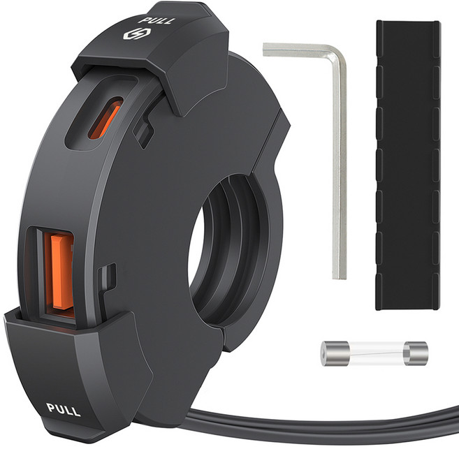 에이스피드 오토바이 원형 고속충전기 USB + C타입, 1개