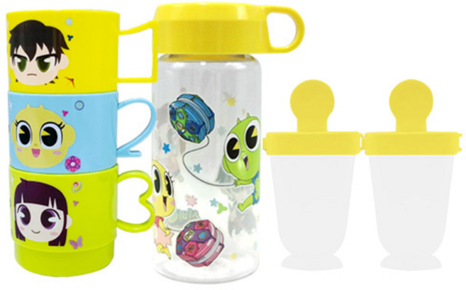 르번 국산 신비아파트 르번 국산 키즈보틀 + 간식컵 3p + 아이스바 2p 세트, 혼합색상, 1세트